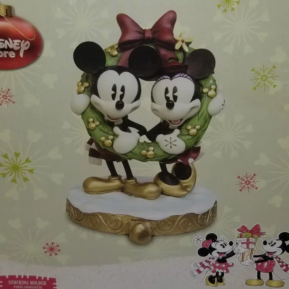 Disney Store Mickey and Minnie Wreath Stocking Holder and Stocking - Picture 3 of 14